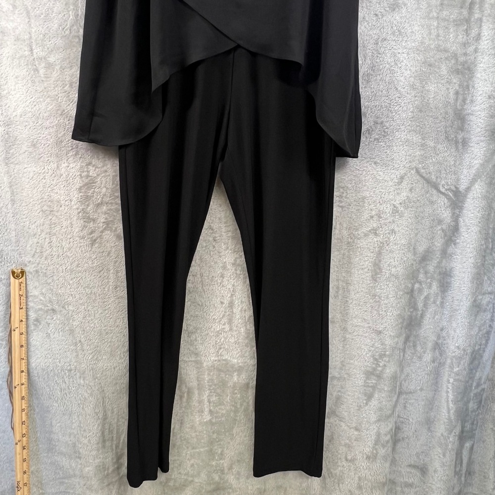IMAN M Black Sleeveless Layered Asymmetrical Overlay Jumpsuit Coctail Fluid Chic - Picture 2 of 14